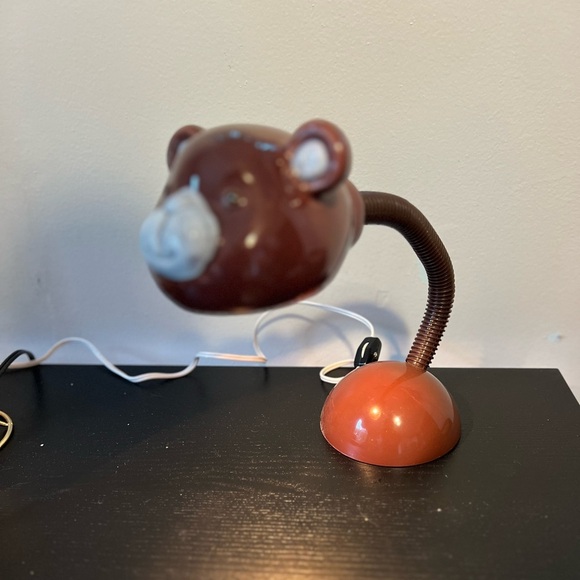 Vintage Bear Head Desk Lamp – Ceramic Animal Light with Flexible Neck, 17” Long - Picture 9 of 10